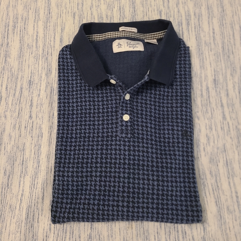 Original penguins houndstooth short sleeve polo shirt XXL but fits like XL